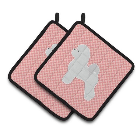 CAROLINES TREASURES Bichon Frise Checkerboard Pink Pair of Pot Holders BB3645PTHD